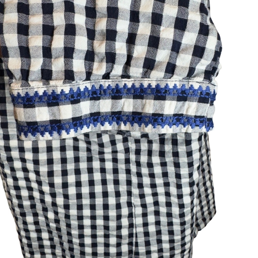 J. Crew Gingham Embroidered Square Neck Blouse XL Cottagecore Boho Cotton Top - Picture 4 of 7